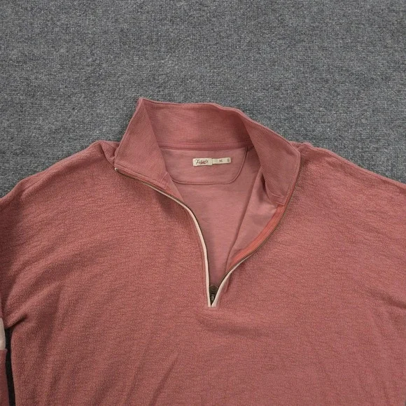 Faherty Sweater Womens XL Pink Beach Fleece Quarter Zip Pullover Casual Preppy - Picture 2 of 12
